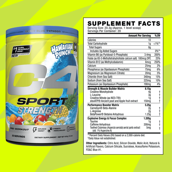 C4 Sport® Strength x Hawaiian Punch Pre Workout Powder View 3