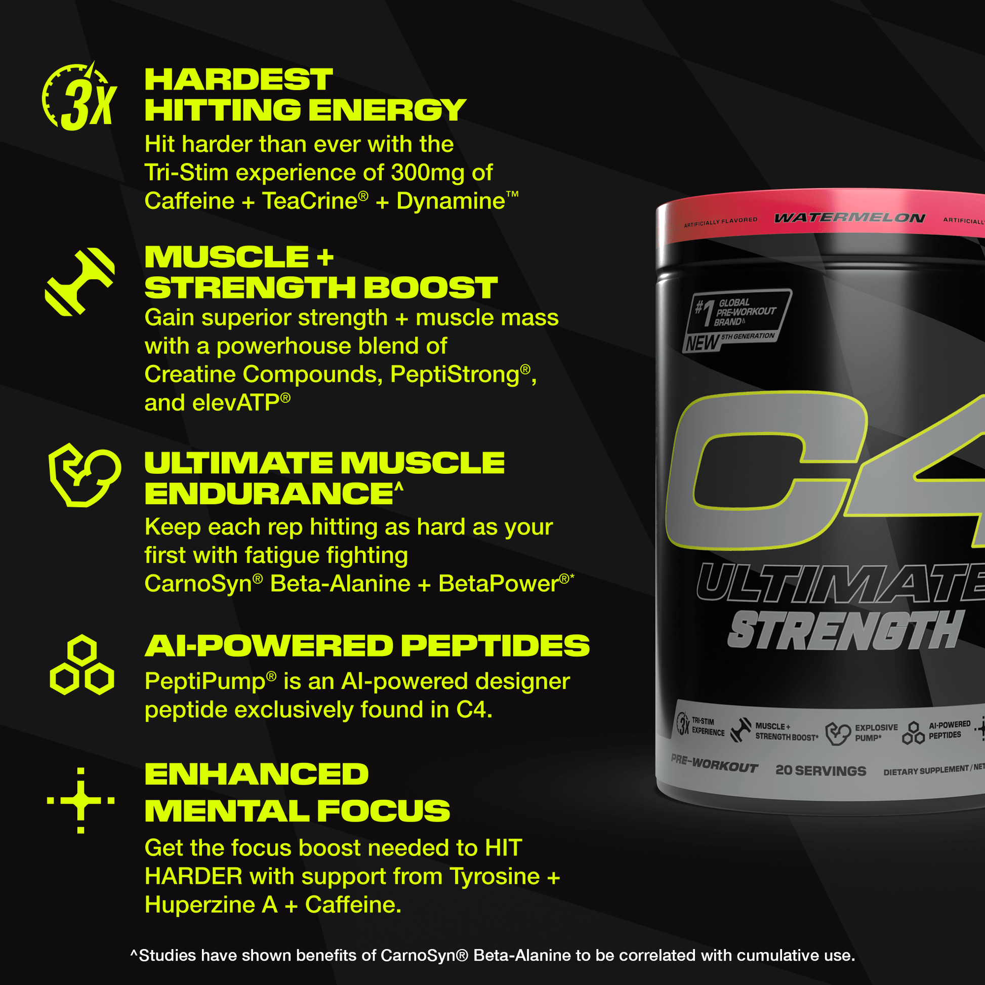 C4 Ultimate Strength Pre Workout Powder View 3